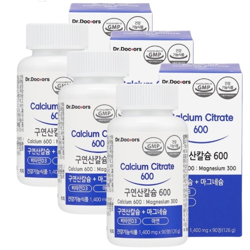 구연산칼슘 600 마그네슘 비타민D3 아연 90정 x 3박스 상생공생